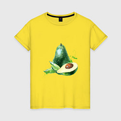Футболка хлопковая женская Акварельное авокадо, цвет: желтый
