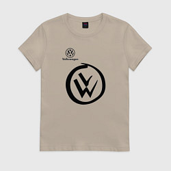 Футболка хлопковая женская Volkswagen, цвет: миндальный