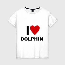 Футболка хлопковая женская I love Dolphin, цвет: белый