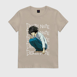 Футболка хлопковая женская ТЕТРАДЬ СМЕРТИ, цвет: миндальный