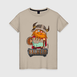 Футболка хлопковая женская Valheim, цвет: миндальный