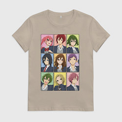 Футболка хлопковая женская Horimiya characters, цвет: миндальный