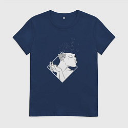 Футболка хлопковая женская Абстрактная девушка, цвет: тёмно-синий