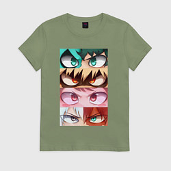 Футболка хлопковая женская MY HERO ACADEMIA MHA, цвет: авокадо