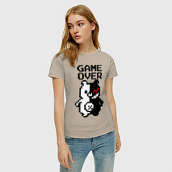Футболка хлопковая женская MONOKUMA GAME OVER, цвет: миндальный — фото 2
