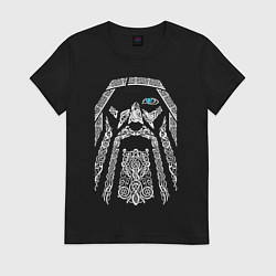 Футболка хлопковая женская БОГ ОДИН, цвет: черный