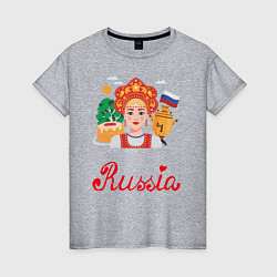 Футболка хлопковая женская Патриот России, цвет: меланж