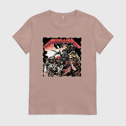 Футболка хлопковая женская METALLICA HARD ROCK, цвет: пыльно-розовый