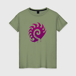Футболка хлопковая женская Zerg logo Purple, цвет: авокадо