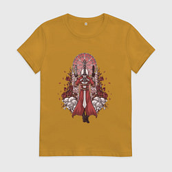 Футболка хлопковая женская Данте в розах, цвет: горчичный
