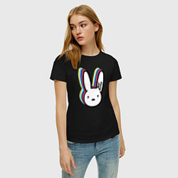 Футболка хлопковая женская Bad Bunny logo, цвет: черный — фото 2