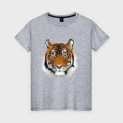 Футболка хлопковая женская Тигр, цвет: меланж