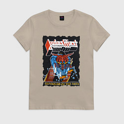 Футболка хлопковая женская Judas Priest FIGHT, цвет: миндальный