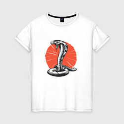 Футболка хлопковая женская Японская Кобра Japan Cobra, цвет: белый