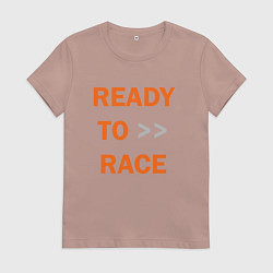 Футболка хлопковая женская KTM READY TO RACE спина Z, цвет: пыльно-розовый