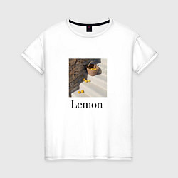 Футболка хлопковая женская Лимон лимонад эстетика, цвет: белый