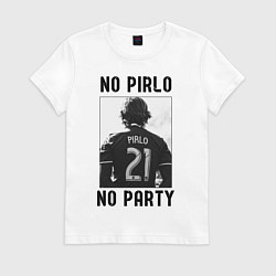 Футболка хлопковая женская No Pirlo no party, цвет: белый