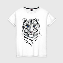 Футболка хлопковая женская Белый тигр, цвет: белый