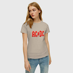 Футболка хлопковая женская ACDC, цвет: миндальный — фото 2