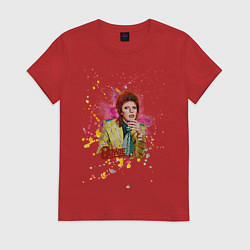Футболка хлопковая женская David Bowie Art, цвет: красный
