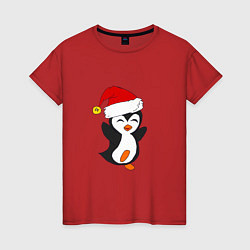 Футболка хлопковая женская Happy Pinguin, цвет: красный