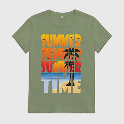 Футболка хлопковая женская SUMMER TIME, цвет: авокадо