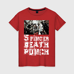 Футболка хлопковая женская Five Finger Death Punch, цвет: красный