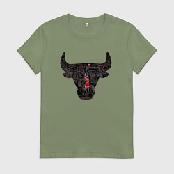 Футболка хлопковая женская Bulls - Jordan, цвет: авокадо