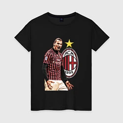 Футболка хлопковая женская Zlatan Ibrahimovic Milan Italy, цвет: черный