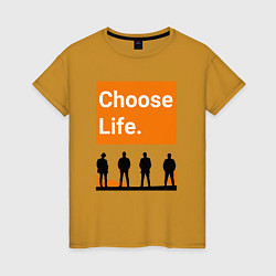 Футболка хлопковая женская Choose Life, цвет: горчичный