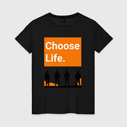 Футболка хлопковая женская Choose Life, цвет: черный