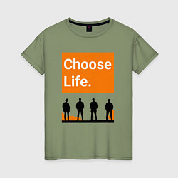 Футболка хлопковая женская Choose Life, цвет: авокадо