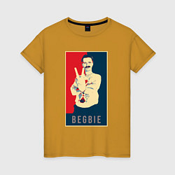 Футболка хлопковая женская Begbie, цвет: горчичный