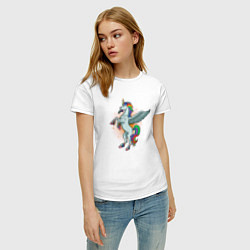 Футболка хлопковая женская Единорог с крыльями, цвет: белый — фото 2