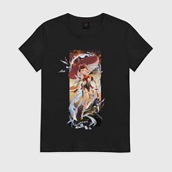 Футболка хлопковая женская Гэнсин, цвет: черный