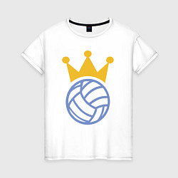 Футболка хлопковая женская Volleyball King, цвет: белый