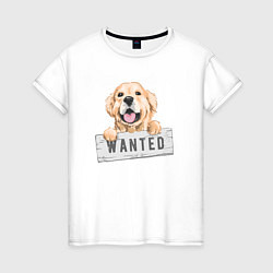 Футболка хлопковая женская Dog Wanted, цвет: белый