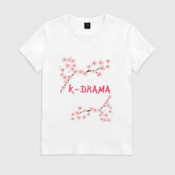 Футболка хлопковая женская K-Drama, цвет: белый