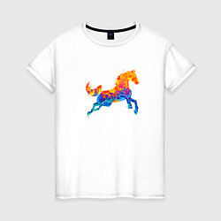 Женская футболка Конь цветной