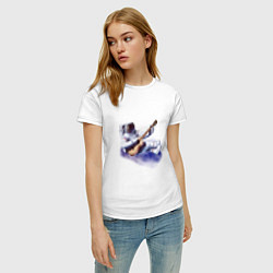 Футболка хлопковая женская Космонавт гитарист, цвет: белый — фото 2