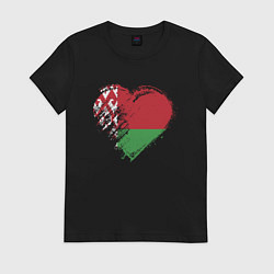 Футболка хлопковая женская Сердце Беларуси, цвет: черный