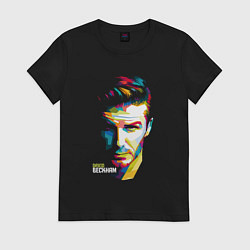 Футболка хлопковая женская Дэвид Бекхэм, цвет: черный