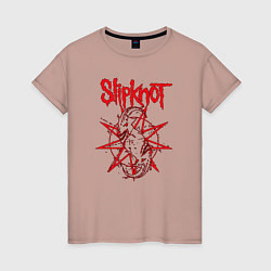 Футболка хлопковая женская Slipknot Slip Goats Art, цвет: пыльно-розовый