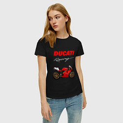 Футболка хлопковая женская DUCATI ДУКАТИ MOTOSPORT, цвет: черный — фото 2
