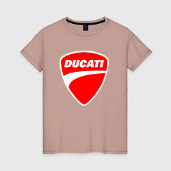 Футболка хлопковая женская DUCATI ДУКАТИ ЭМБЛЕМА, цвет: пыльно-розовый