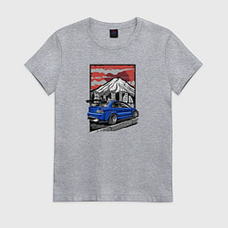 Футболка хлопковая женская Mitsubishi lancer IX, цвет: меланж