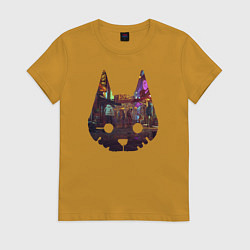 Футболка хлопковая женская Stray: City Cat, цвет: горчичный