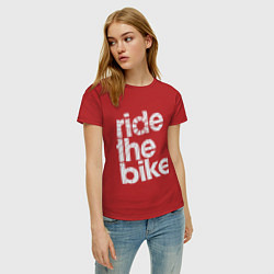 Футболка хлопковая женская Ride the bike, цвет: красный — фото 2