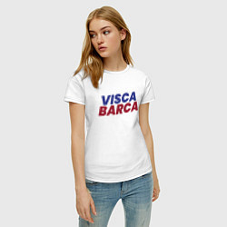 Футболка хлопковая женская Visca Barca, цвет: белый — фото 2