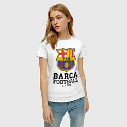 Футболка хлопковая женская Barcelona Football Club, цвет: белый — фото 2